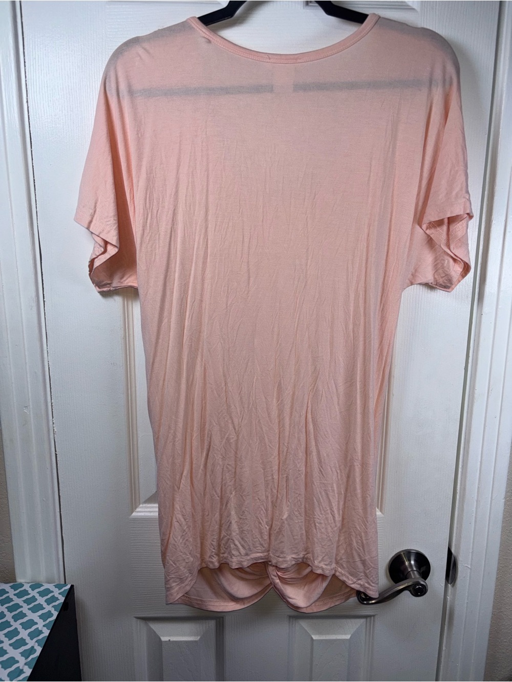 VENUS Light Peach Pocket Knot-Front Short Sleeve Tee - Picture 6 of 9